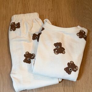 Kids Matching Set with Teddy Bear Print